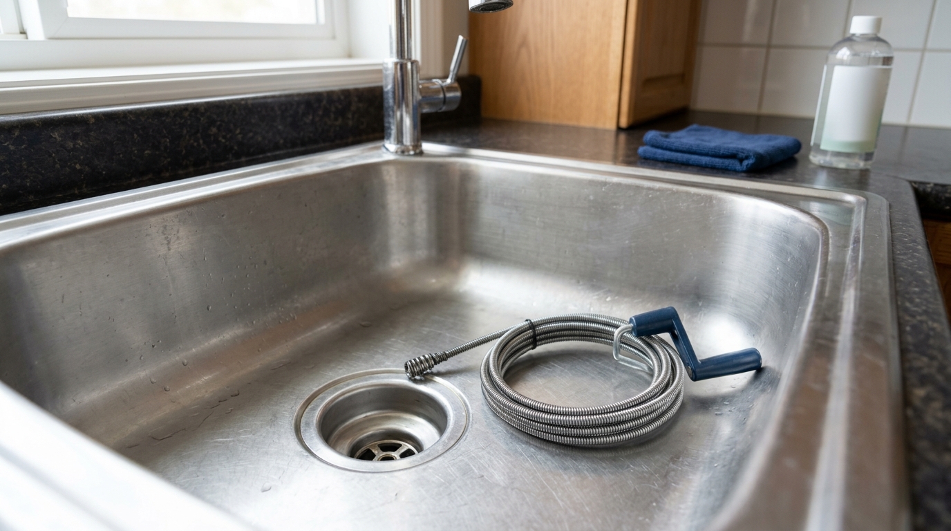 Clean sink faucet with clear running water stream