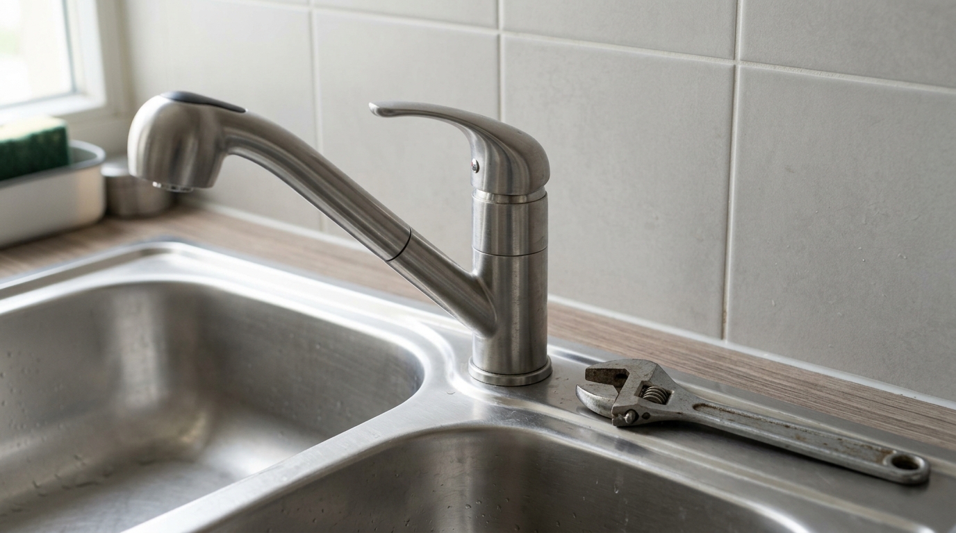 Illustrative drain cleaning, faucet repair photograph