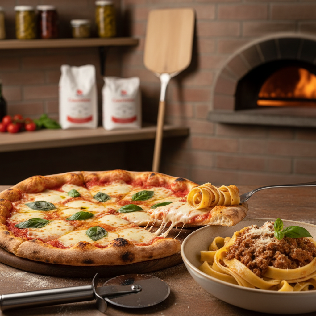 Freshly baked Antoninos Hollywood Menu items including pizza and pasta