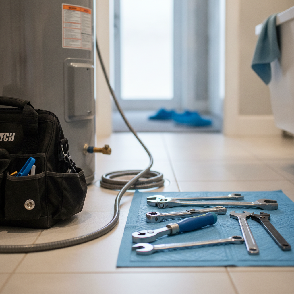 A service technician clearing a clogged main sewer line drain outside a residential home in Seattle, WA.