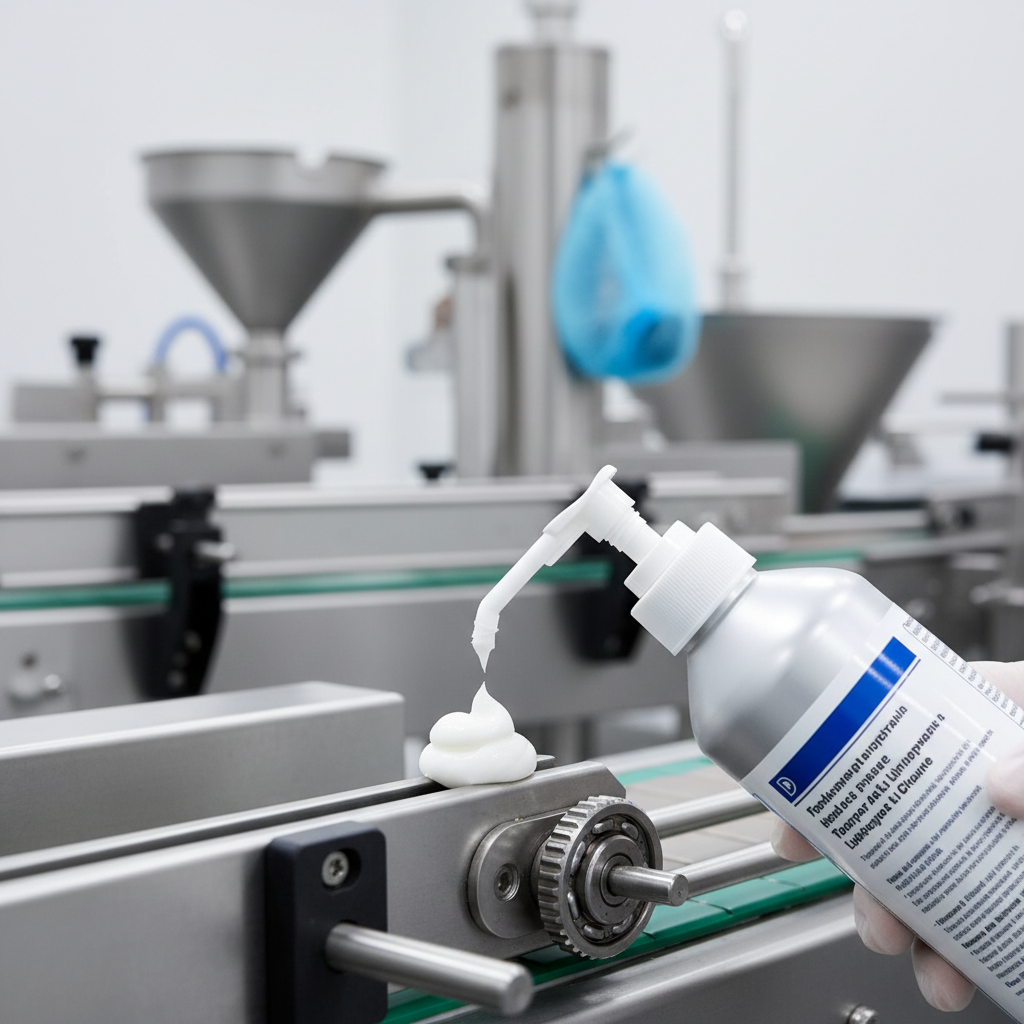 Professional product shot of CRC Food Grade White Grease can next to Bunzl Processor Division shipping box, 4:3 aspect ratio