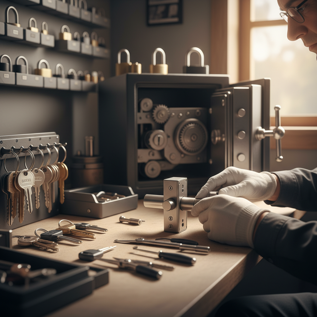 Dewind Safe and Lock expert installing a high-security commercial lock system