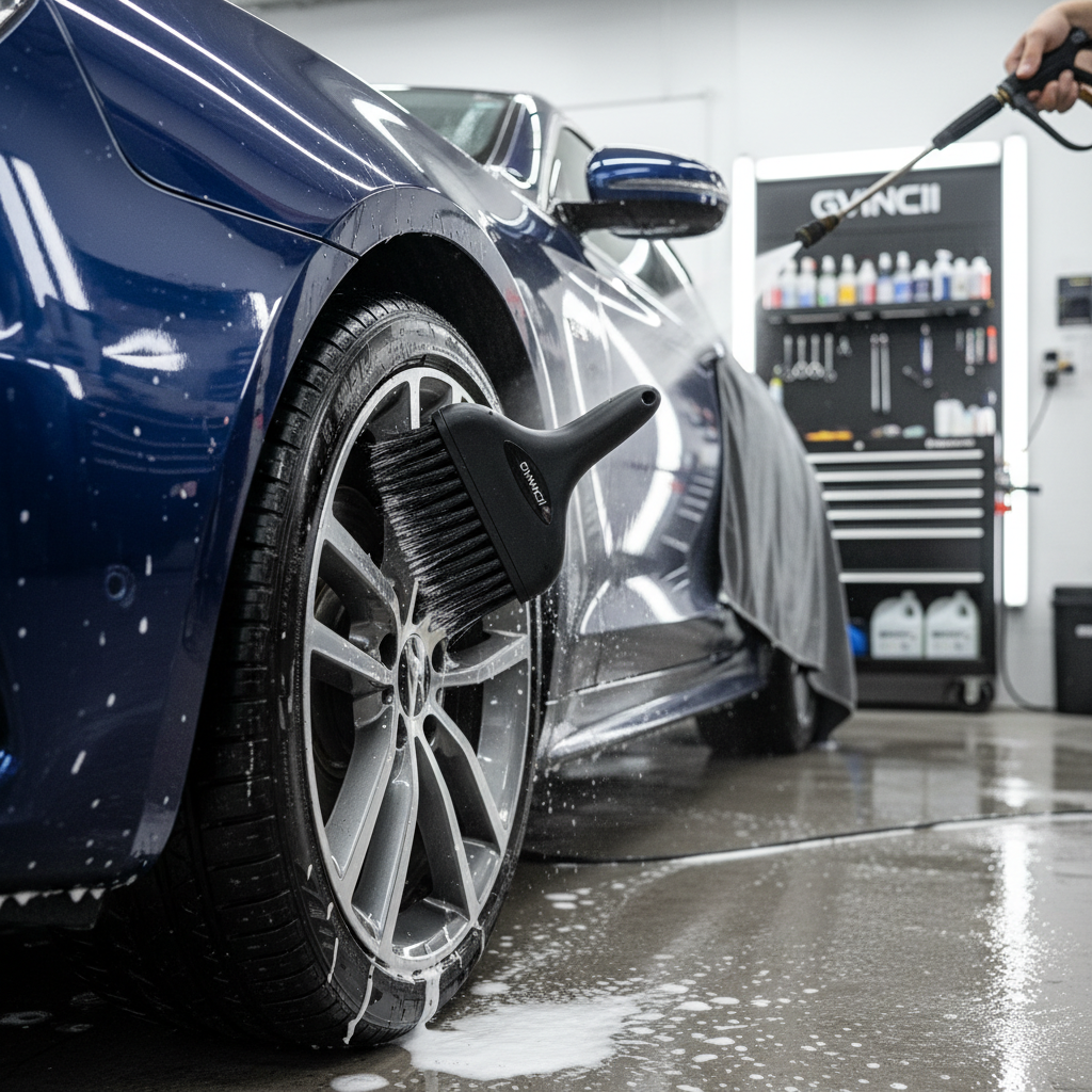 Detailer performing interior and exterior car cleaning services