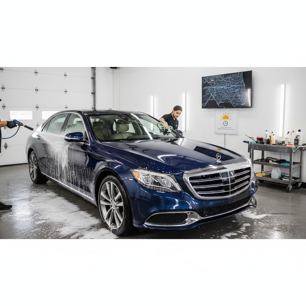 Professional mobile car detailing service in Orlando cleaning a luxury vehicle