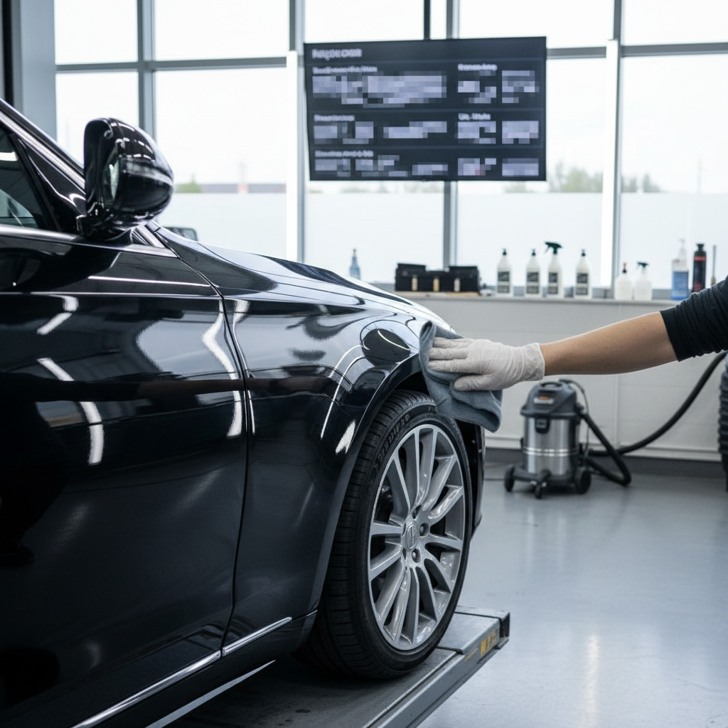 Detailed view of car interior after cleaning service showing immaculate condition