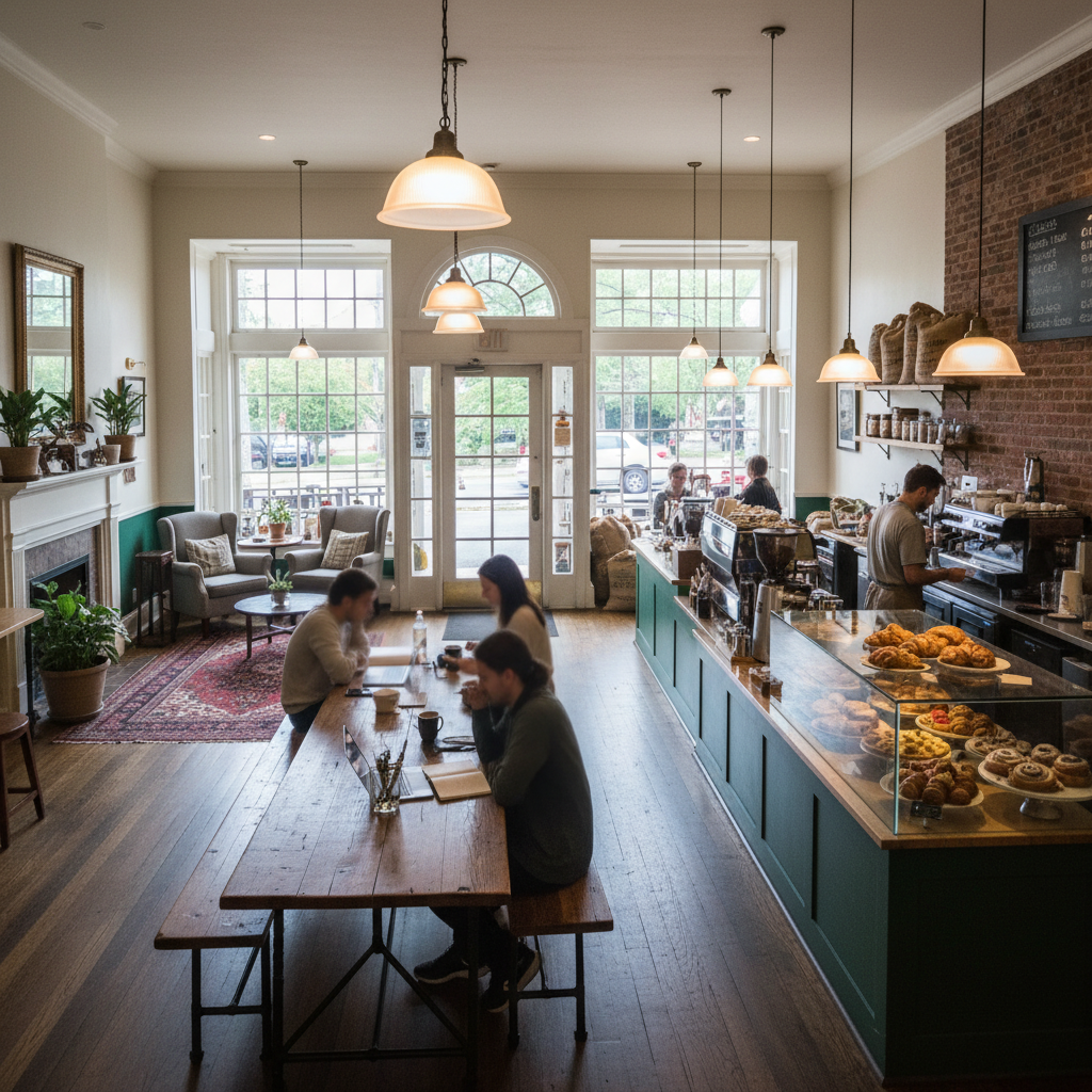 Interior view of Haute Coffee shop showing cozy seating and coffee bar