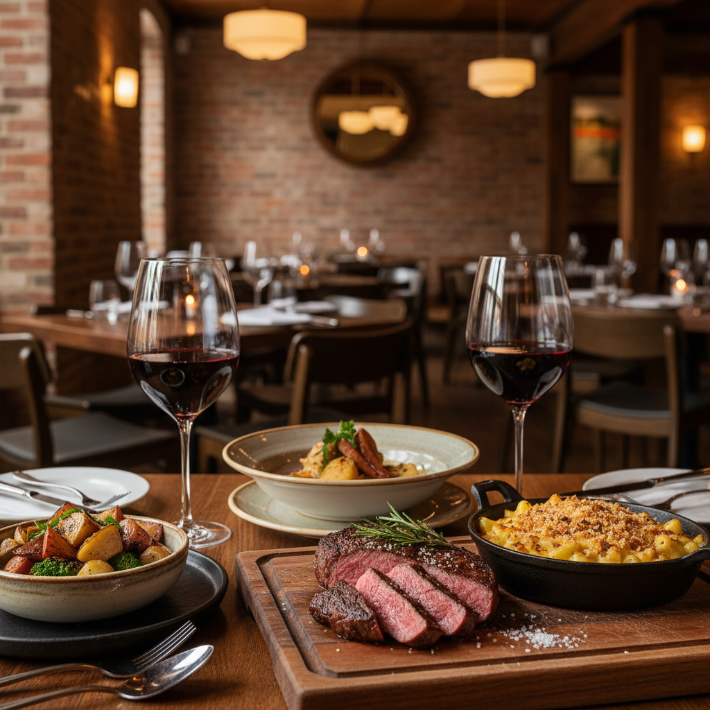 Premium wagyu steaks at Jimmy P's Butcher Shop dining area