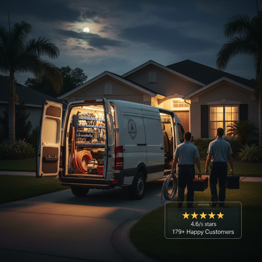 Professional Emergency Plumber Orlando technician inspecting pipes