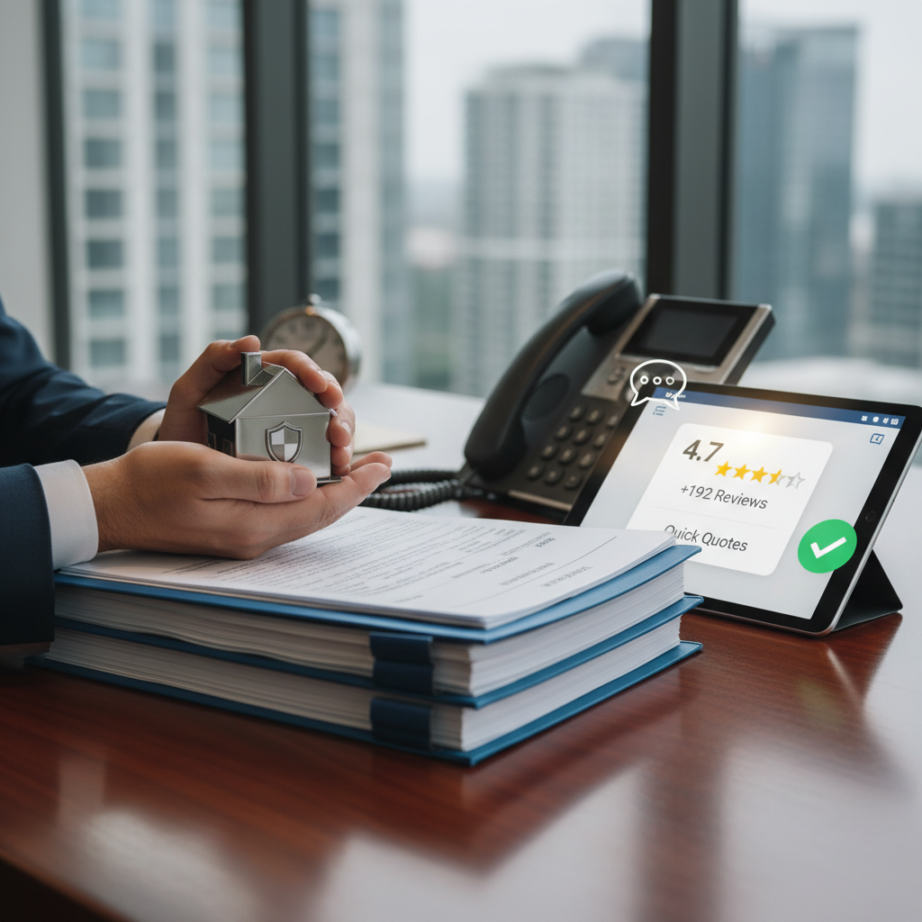 Mike Arcentales Allstate agent reviewing insurance documents with a client