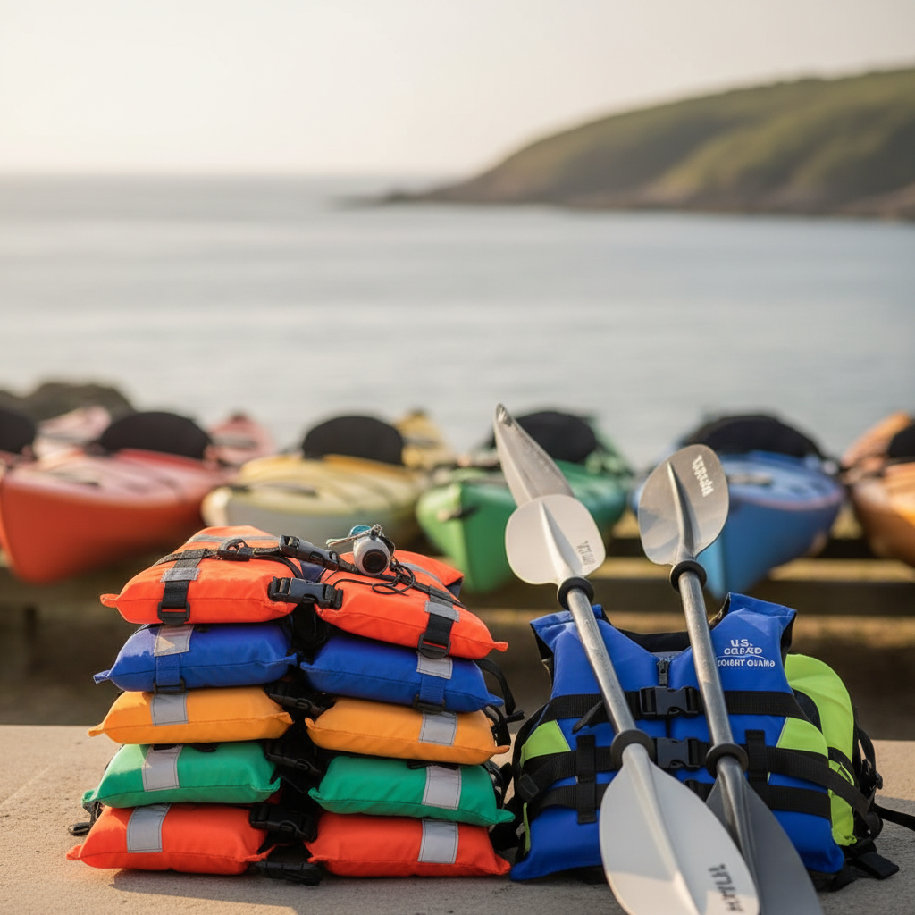 Happy couple paddling a tandem kayak near Brickell