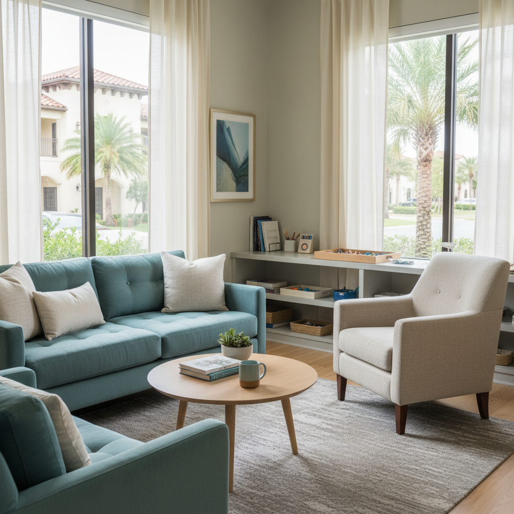 Professional HR consultant meeting with a business owner in Bonita Springs office.