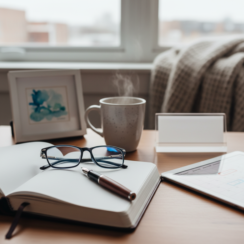 Consultant reviewing workplace culture documents with a business owner