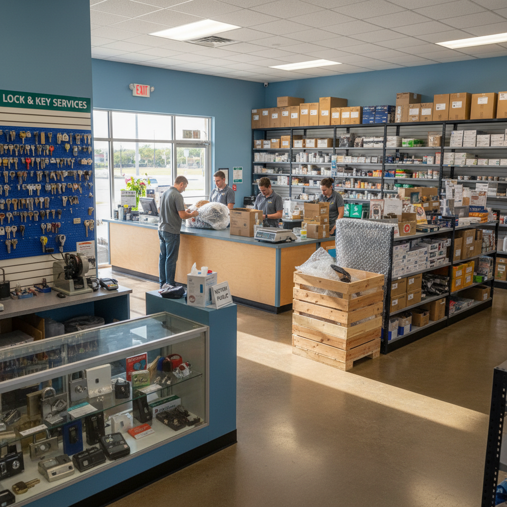 Staff member assisting a customer with Shipping Services Bonita Springs FL at the counter
