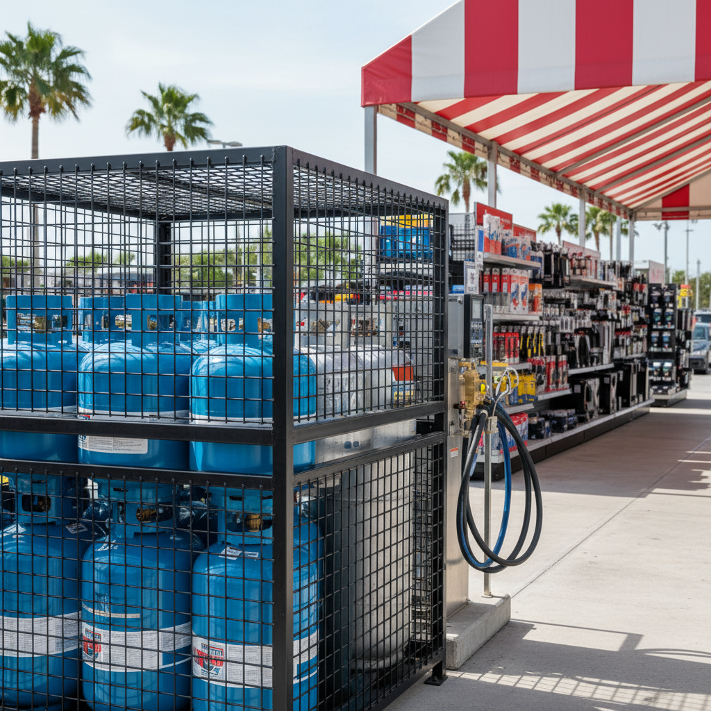 Technician performing Onboard Propane Tank Fill Near Me service safely