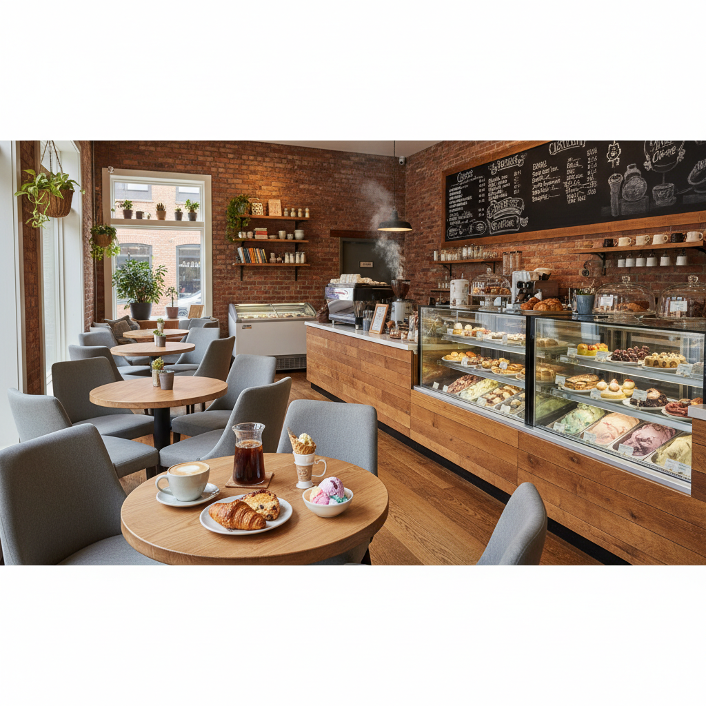 Interior of Sweet Licks Ice Cream cafe and coffee shop in Fort Myers Beach