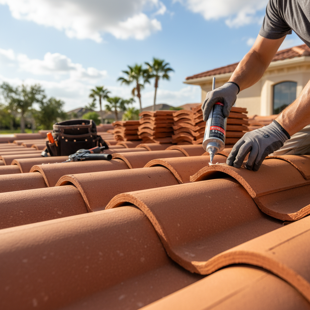 The Roofing Brothers of Naples Corp team performing roof repair in Bonita Springs