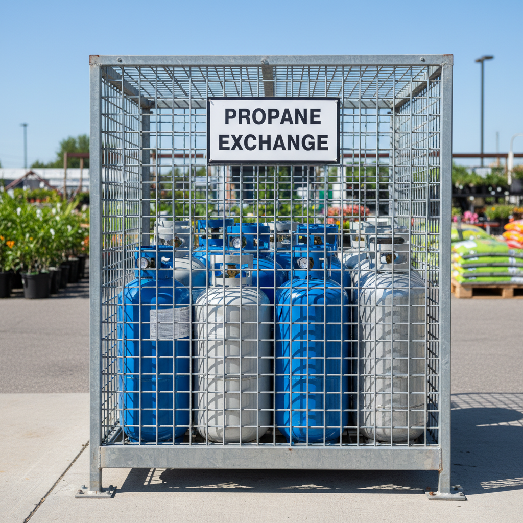 Professional technician performing propane tank refill service in Dunn NC